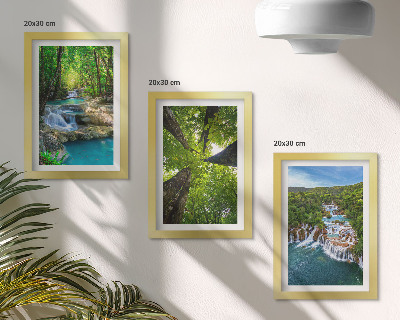 Photo frame wall Waterfalls in a green forest with crystal clear water