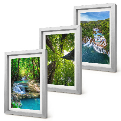 Photo frame wall Waterfalls in a green forest with crystal clear water