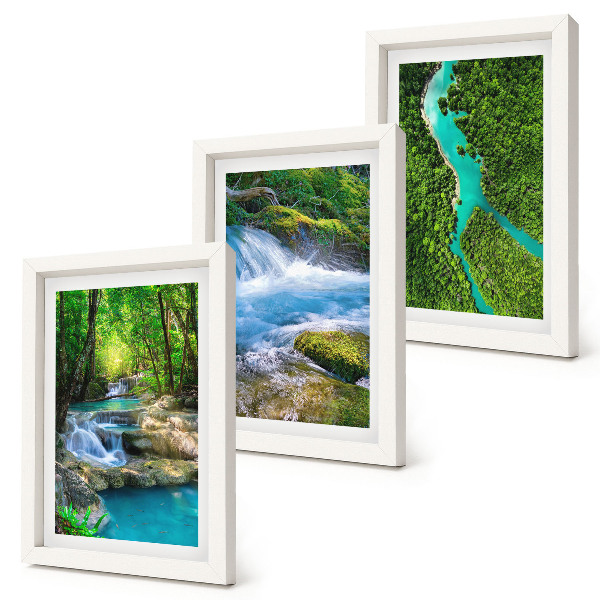 3-piece wall art set Green forests and crystalline river waters