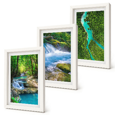 3-piece wall art set Green forests and crystalline river waters