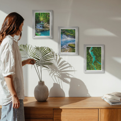 3-piece wall art set Green forests and crystalline river waters