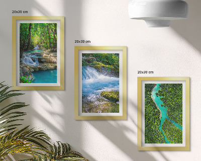 3-piece wall art set Green forests and crystalline river waters