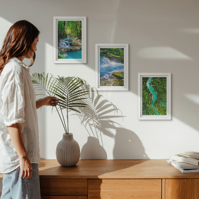 3-piece wall art set Green forests and crystalline river waters