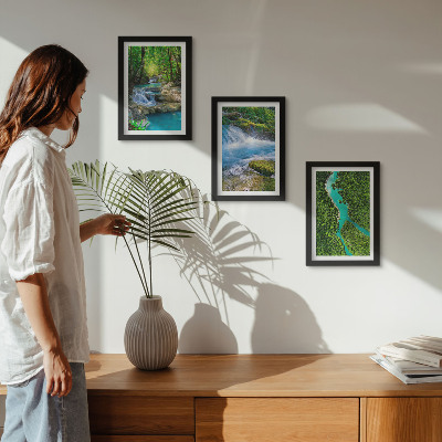 3-piece wall art set Green forests and crystalline river waters
