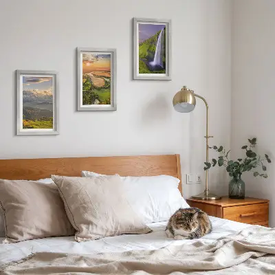 Photo frame wall mountain river and waterfall nature landscape
