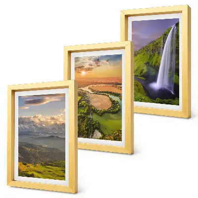 Photo frame wall mountain river and waterfall nature landscape