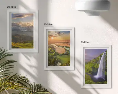 Photo frame wall mountain river and waterfall nature landscape