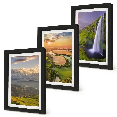 Photo frame wall mountain river and waterfall nature landscape