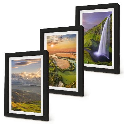 Photo frame wall Mountain river and waterfall views in nature