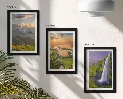 Photo frame wall mountain river and waterfall nature landscape