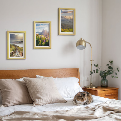Photo frame wall Mountain landscapes with flowers, sky and path