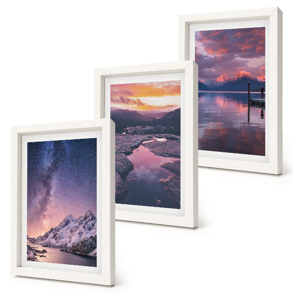 3-piece wall art set Mountains and water in beautiful natural landscapes