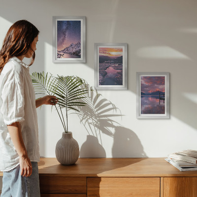 3-piece wall art set Mountains and water in beautiful natural landscapes