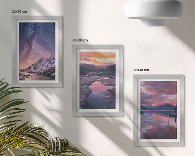 3-piece wall art set Mountains and water in beautiful natural landscapes