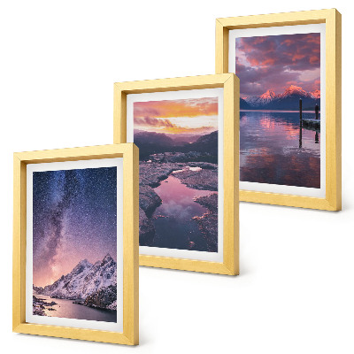 3-piece wall art set Mountains and water in beautiful natural landscapes