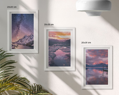 3-piece wall art set Mountains and water in beautiful natural landscapes