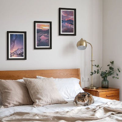 3-piece wall art set Mountains and water in beautiful natural landscapes