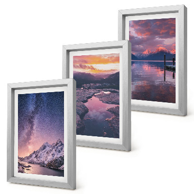 3-piece wall art set Mountains and water in beautiful natural landscapes