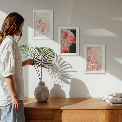Photo frame wall Pastel pinks and flamingo in delicate shades
