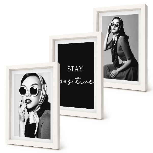 Framed triptych Stylish portraits of women in sunglasses