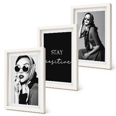 Framed triptych Stylish portraits of women in sunglasses
