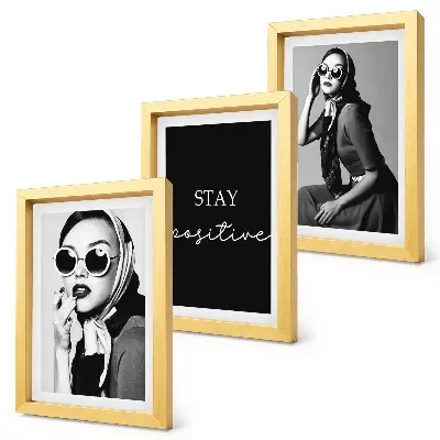 Stylish portraits of women in sunglasses framed triptych