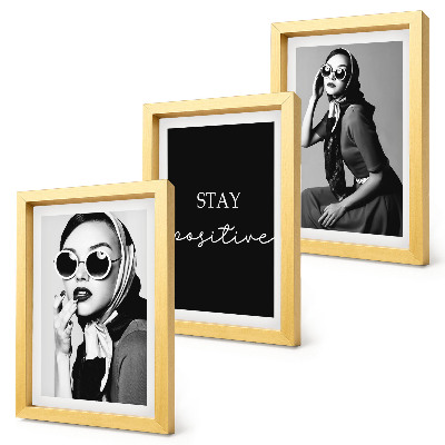Framed triptych Stylish portraits of women in sunglasses