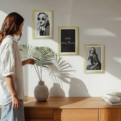 Stylish portraits of women in sunglasses framed triptych