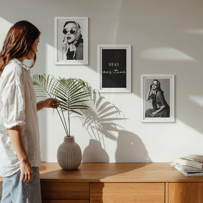Framed triptych Stylish portraits of women in sunglasses