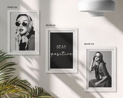 Framed triptych Stylish portraits of women in sunglasses