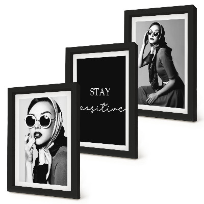 Framed triptych Stylish portraits of women in sunglasses