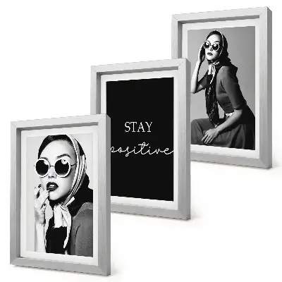 Stylish portraits of women in sunglasses framed triptych