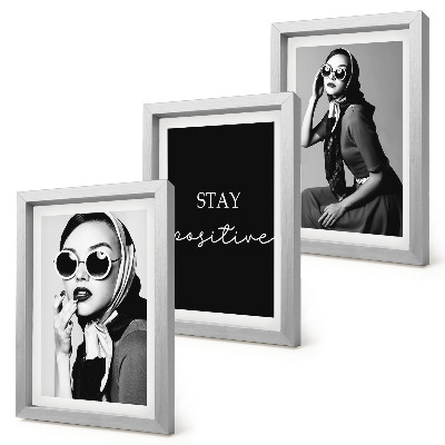 Framed triptych Stylish portraits of women in sunglasses