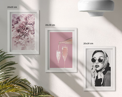 3-piece wall art set Flowers in shades of pink and an elegant woman