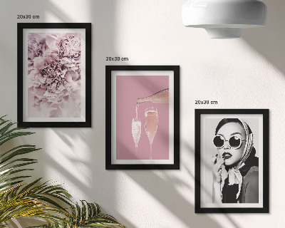 3-piece wall art set Flowers in shades of pink and an elegant woman