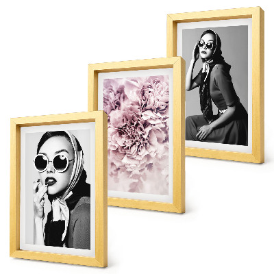 Photo frame wall Stylish portraits of women with pink flowers