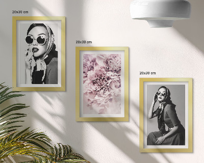 Photo frame wall Stylish portraits of women with pink flowers