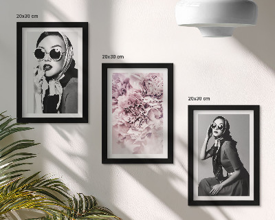 Photo frame wall Stylish portraits of women with pink flowers