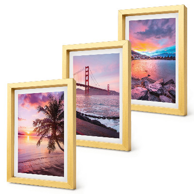 3-piece wall art set Sunsets over the bridge and waterscape