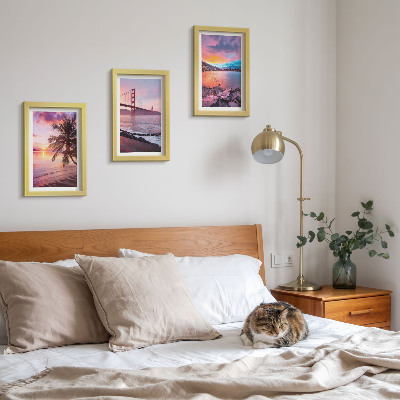 3-piece wall art set Sunsets over the bridge and waterscape