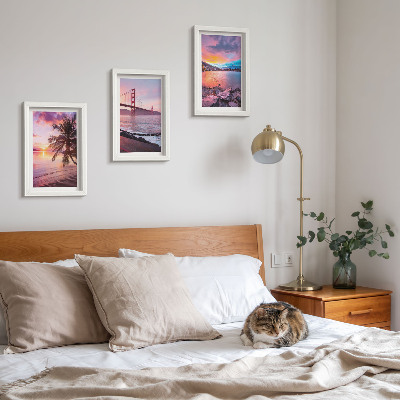3-piece wall art set Sunsets over the bridge and waterscape
