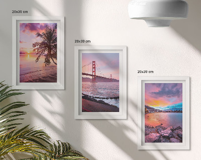 3-piece wall art set Sunsets over the bridge and waterscape