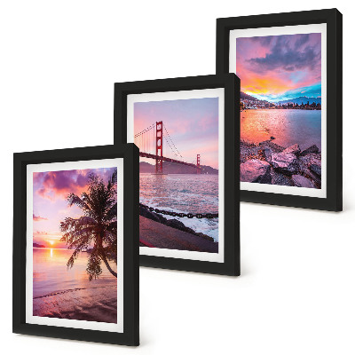 3-piece wall art set Sunsets over the bridge and waterscape