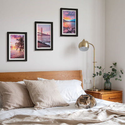 3-piece wall art set Sunsets over the bridge and waterscape