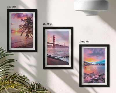 3-piece wall art set Sunsets over the bridge and waterscape