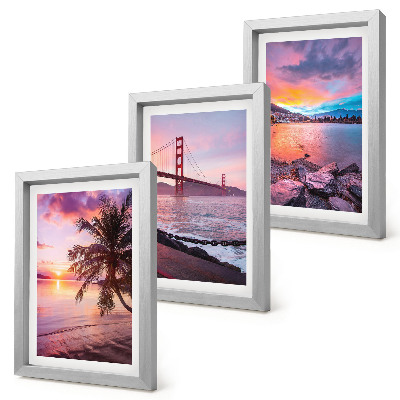 3-piece wall art set Sunsets over the bridge and waterscape