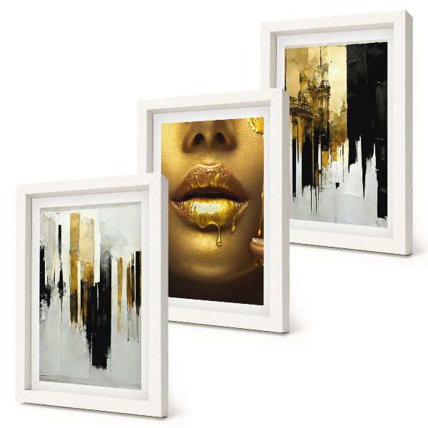 Photo frame wall Abstract painting and portrait of a woman
