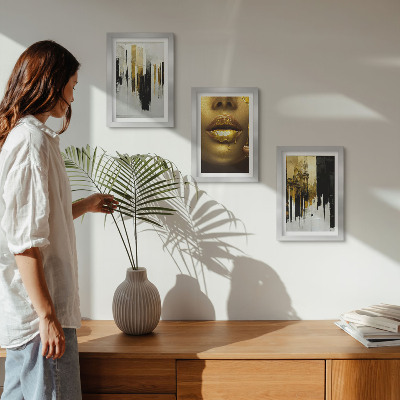 Photo frame wall Abstract painting and portrait of a woman
