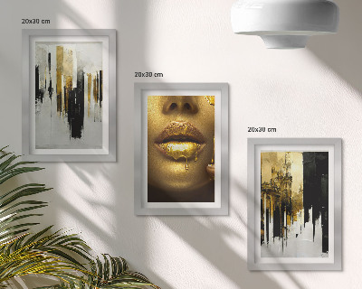 Photo frame wall Abstract painting and portrait of a woman