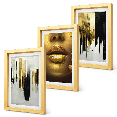 Photo frame wall Abstract painting and portrait of a woman